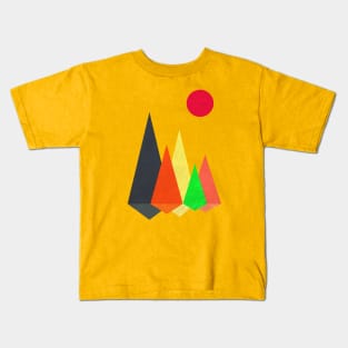 Minimalist Abstract Nature Art #12 Vibrant, Geometric, Colorful Mountains Kids T-Shirt